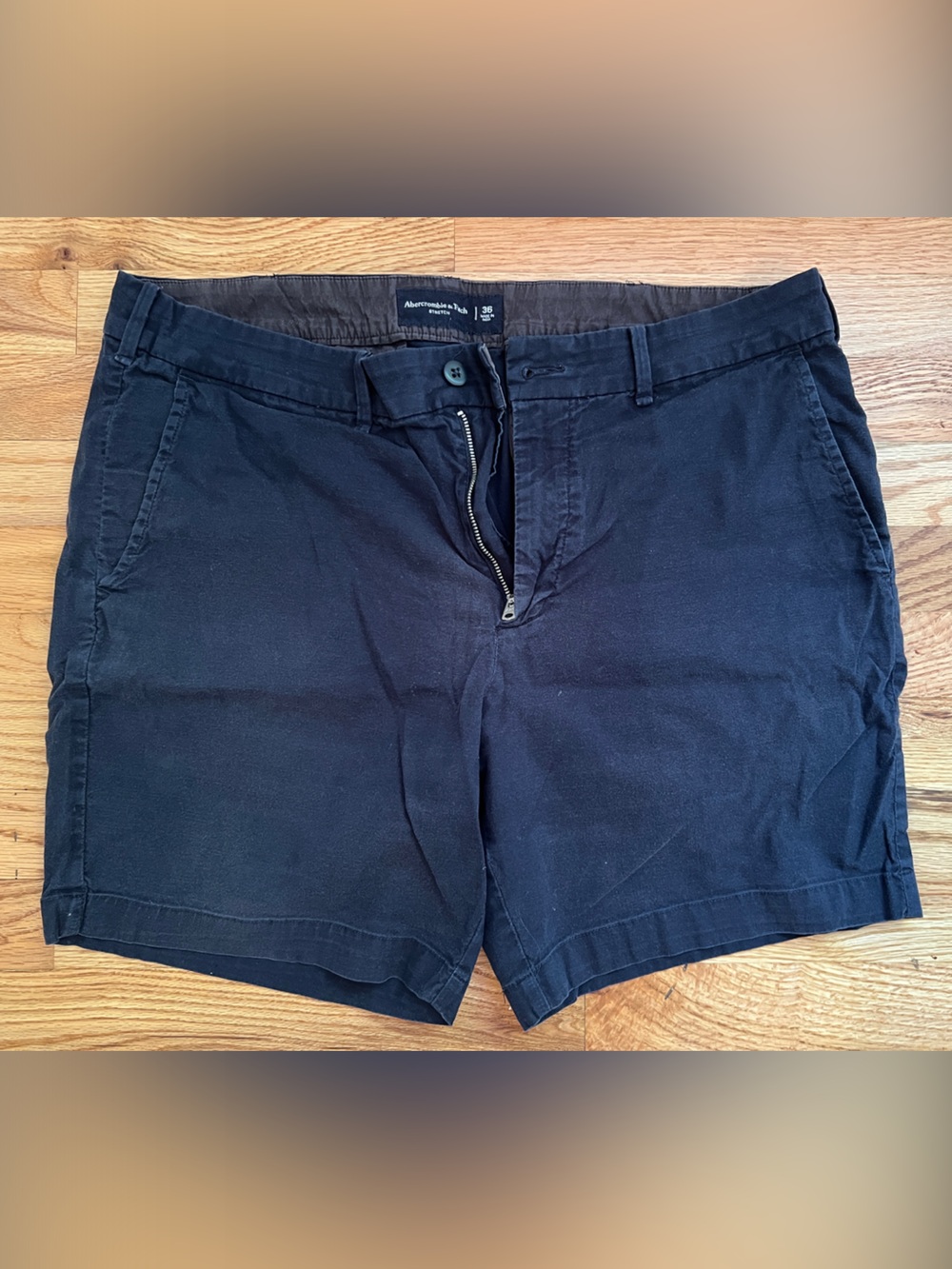Abercrombie & Fitch Dark Navy Flat-Front Casual Shorts | 7” Inseam